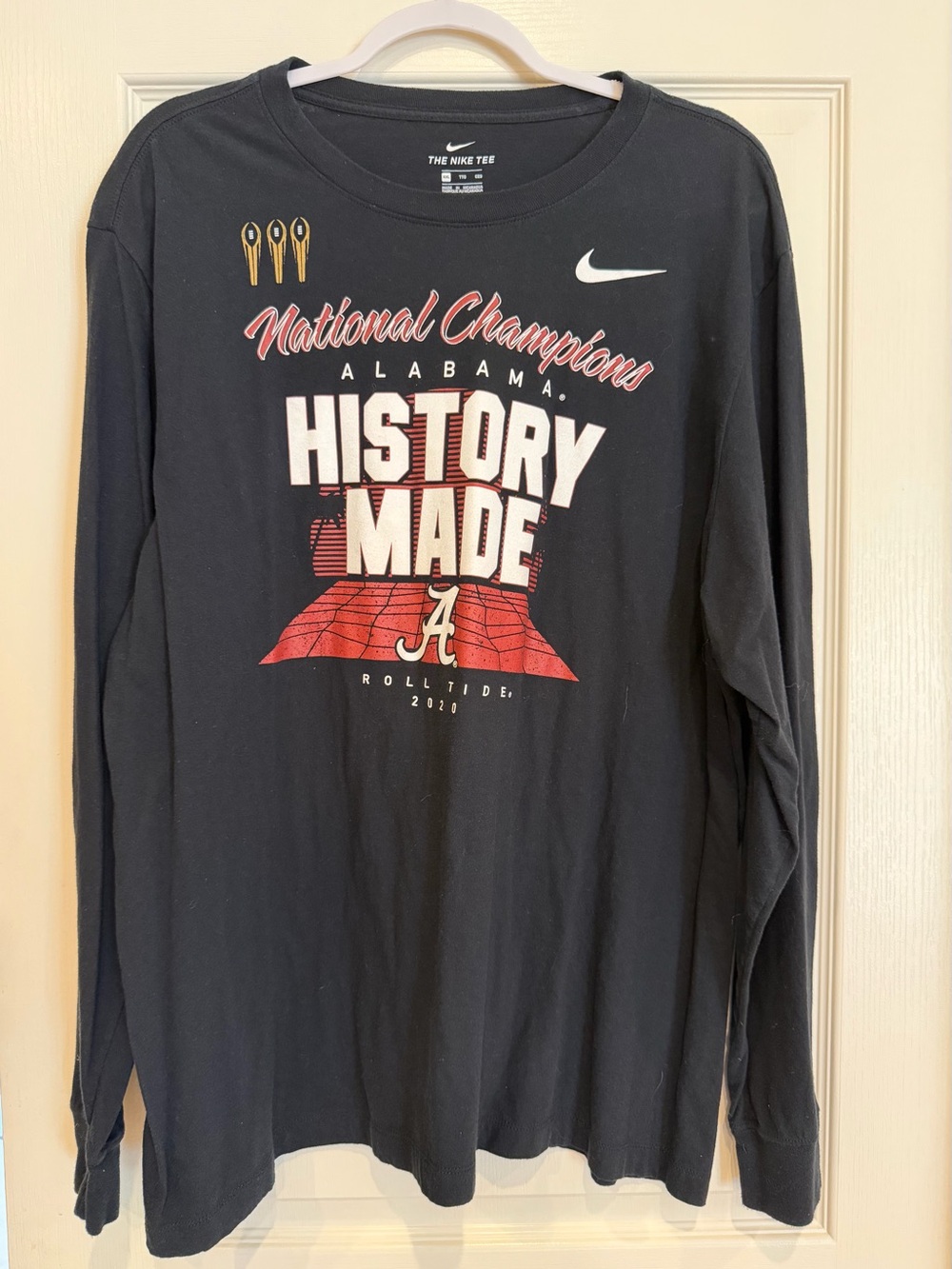 Men’s Nike Black Crewneck Tee with White Logo Print